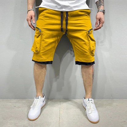 Cargo-Shorts – Kordelzug – Locker geschnitten – Cargo-Sweatshorts – Herrenbekleidung-Gelb-M-Chaps Herrenmode