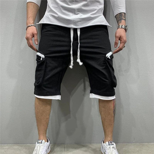 Cargo-Shorts – Kordelzug – Locker geschnitten – Cargo-Sweatshorts – Herrenbekleidung-Schwarz-M-Chaps Herrenmode