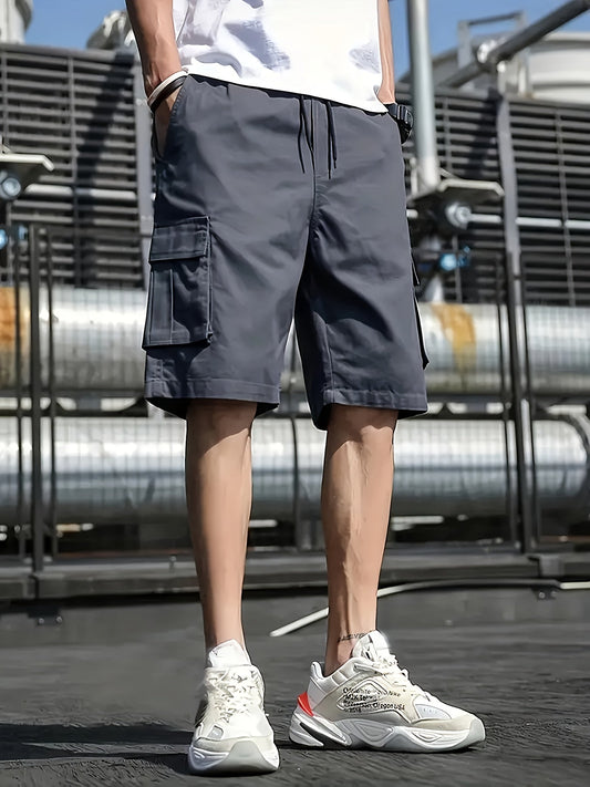 Cargo Shorts | Kordelzug | Loose Fit | Lange Shorts | Herren Shorts-Grau-XS-Chaps Herrenmode