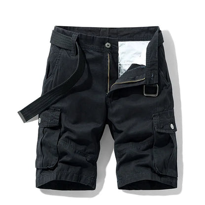 Cargo-Shorts – Lässige lange Cargoshorts für Männer mit Taschen-Schwarz-30-Chaps Herrenmode