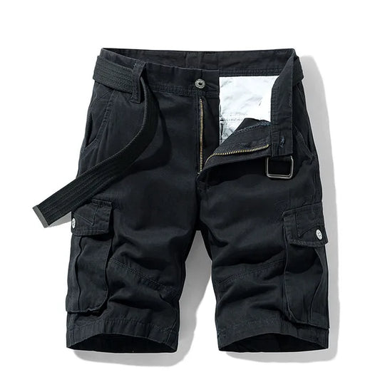 Cargo-Shorts – Lässige lange Cargoshorts für Männer mit Taschen-Schwarz-30-Chaps Herrenmode