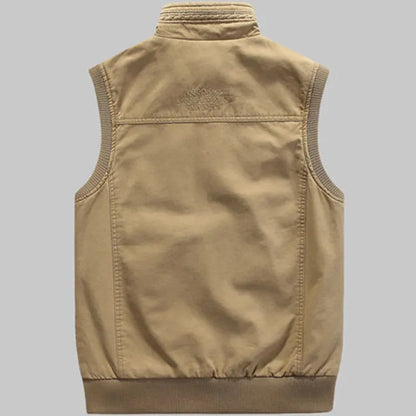 Cargo Vest - Herren Zip-Up Vintage Style Arbeitsweste mit Taschen-Chaps Herrenmode