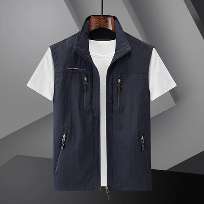 Cargo Weste - Herren Outdoor Tactical Vest Bodywarmer für den Sommer-Dunkelblau-M-Chaps Herrenmode