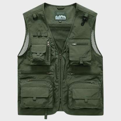 Cargo-Weste | Reißverschluss | Taschen | Cargo-Weste | Herrenweste-Armeegrün-S-Chaps Herrenmode