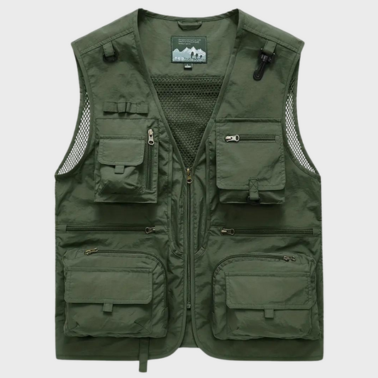 Cargo-Weste | Reißverschluss | Taschen | Cargo-Weste | Herrenweste-Armeegrün-S-Chaps Herrenmode