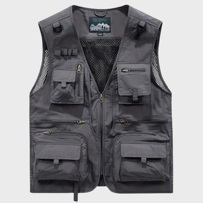 Cargo-Weste | Reißverschluss | Taschen | Cargo-Weste | Herrenweste-Grau-S-Chaps Herrenmode