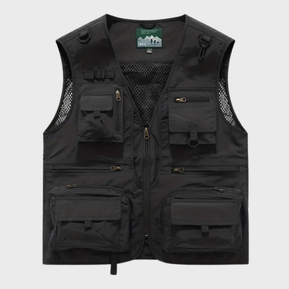 Cargo-Weste | Reißverschluss | Taschen | Cargo-Weste | Herrenweste-Schwarz-S-Chaps Herrenmode