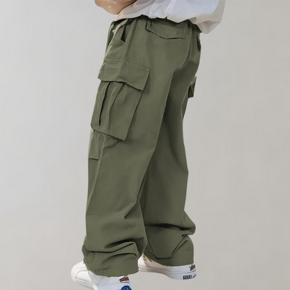 Cargohose – Herren-Baggy-Hose mit geradem Bein und lockerer Passform und Taschen-Chaps Herrenmode