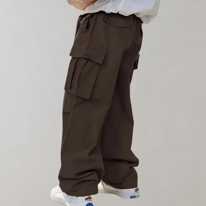 Cargohose – Herren-Baggy-Hose mit geradem Bein und lockerer Passform und Taschen-Chaps Herrenmode
