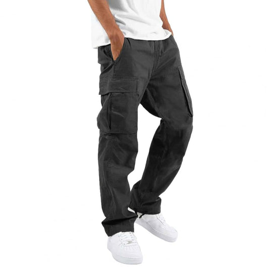 Cargohose - Herren Cargohose mit geradem Bein und Kordelzug, mit Taschen-Schwarz-S-Chaps Herrenmode