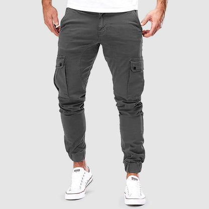 Cargohose - Skinny - Taschen - Cargo Jogger - Herrenhosen-Grau-S-Chaps Herrenmode