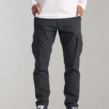 Cargohosen | Bequem | Straight Leg | Cargo Jeans | Herrenhosen-Dunkelgrau-S-Chaps Herrenmode