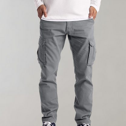 Cargohosen | Bequem | Straight Leg | Cargo Jeans | Herrenhosen-Hellgrau-S-Chaps Herrenmode