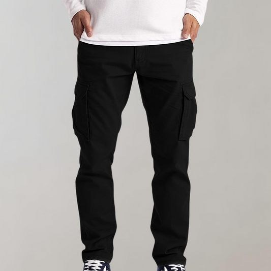 Cargohosen | Bequem | Straight Leg | Cargo Jeans | Herrenhosen-Schwarz-S-Chaps Herrenmode