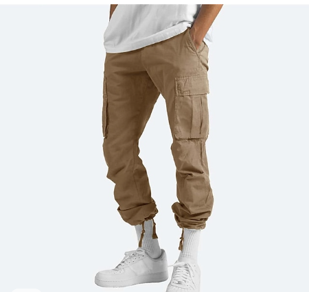 Cargohosen – Cargohosen für Herren mit geradem Bein und lockerer Passform-Khaki-S-Chaps Herrenmode