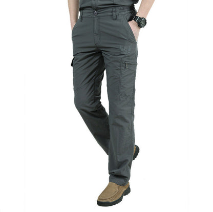 Cargohosen | Elastischer Bund | Gerades Bein | Tactical-Hosen | Herrenhosen-Grau-M-Chaps Herrenmode