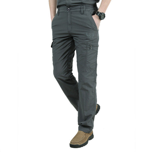 Cargohosen | Elastischer Bund | Gerades Bein | Tactical-Hosen | Herrenhosen-Grau-M-Chaps Herrenmode