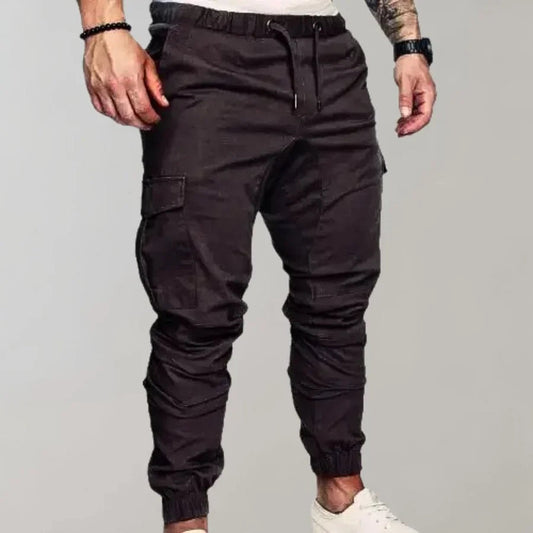 Cargohosen | Kordelzug | Elastische Knöchel | Cargojogginghosen | Herrenhosen-Grau-S-Chaps Herrenmode