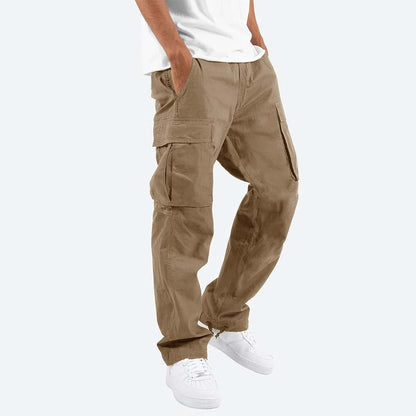 Cargohosen – Lässig – Locker sitzend – Gerade geschnittene Cargohosen – Herrenhosen-Khaki-S-Chaps Herrenmode