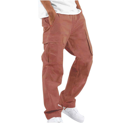 Cargohosen – Lässig – Locker sitzend – Gerade geschnittene Cargohosen – Herrenhosen-Rot-S-Chaps Herrenmode