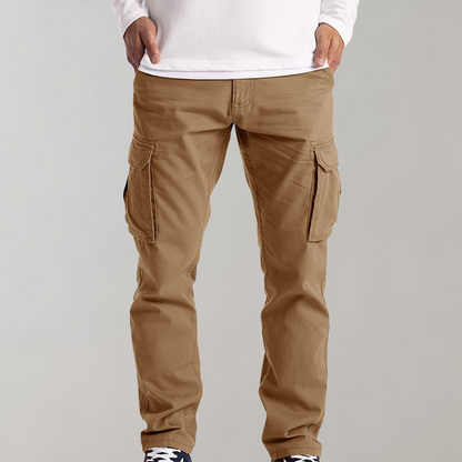 Cargohosen – Lässige Cargohosen für Männer mit geradem Bein-Khaki-S-Chaps Herrenmode