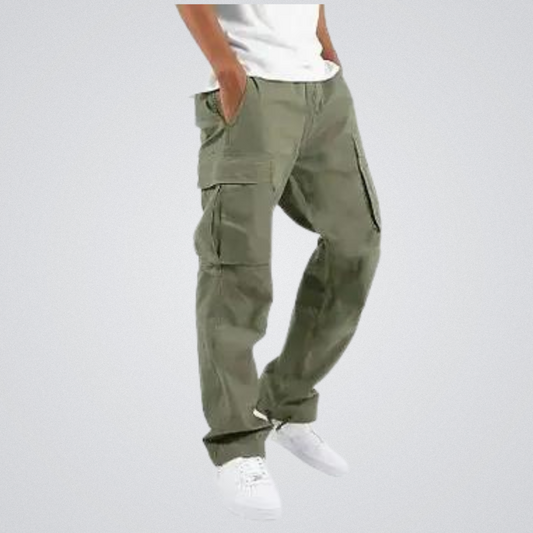 Cargohosen | Taschen | Lose Passform | Straight Leg Pants | Herrenhosen-Armeegrün-S-Chaps Herrenmode