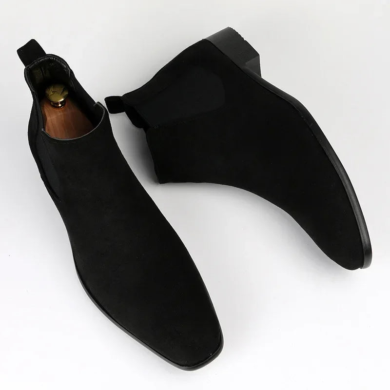 Chelsea Boots - Herren Schlupfstiefel aus Wildleder-Schwarz-40-Chaps Herrenmode