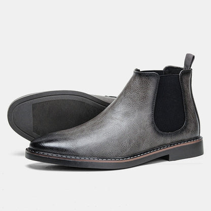 Chelsea-Stiefel | Knöchelhoch | Slipper | Lederstiefel | Herrenstiefel-Grau-40-Chaps Herrenmode