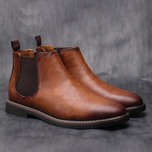 Chelsea-Stiefel | Slipper | Knöchelhoch | Lederstiefel | Herrenstiefel-Braun-40-Chaps Herrenmode