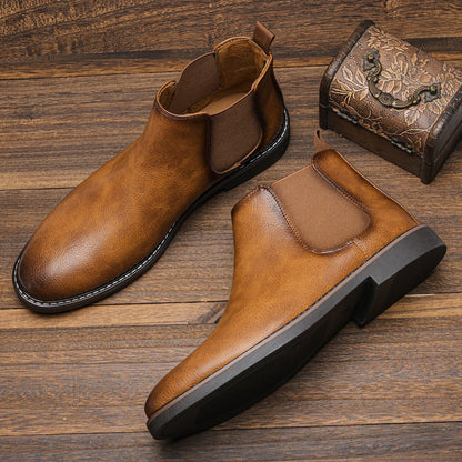 Chelsea-Stiefel | Slipper | Knöchelhoch | Lederstiefel | Herrenstiefel-Hellbraun-40-Chaps Herrenmode