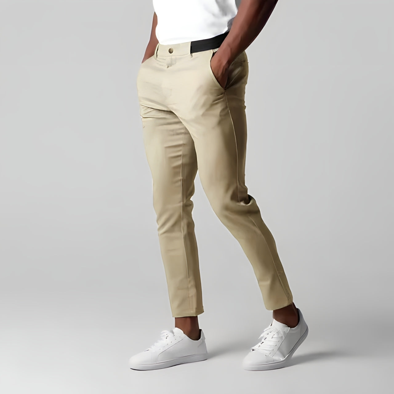 Chino Hosen | Elastische Taille | Stretchy | Skinny Chinos | Herren Chinos-Beige-XS-Chaps Herrenmode
