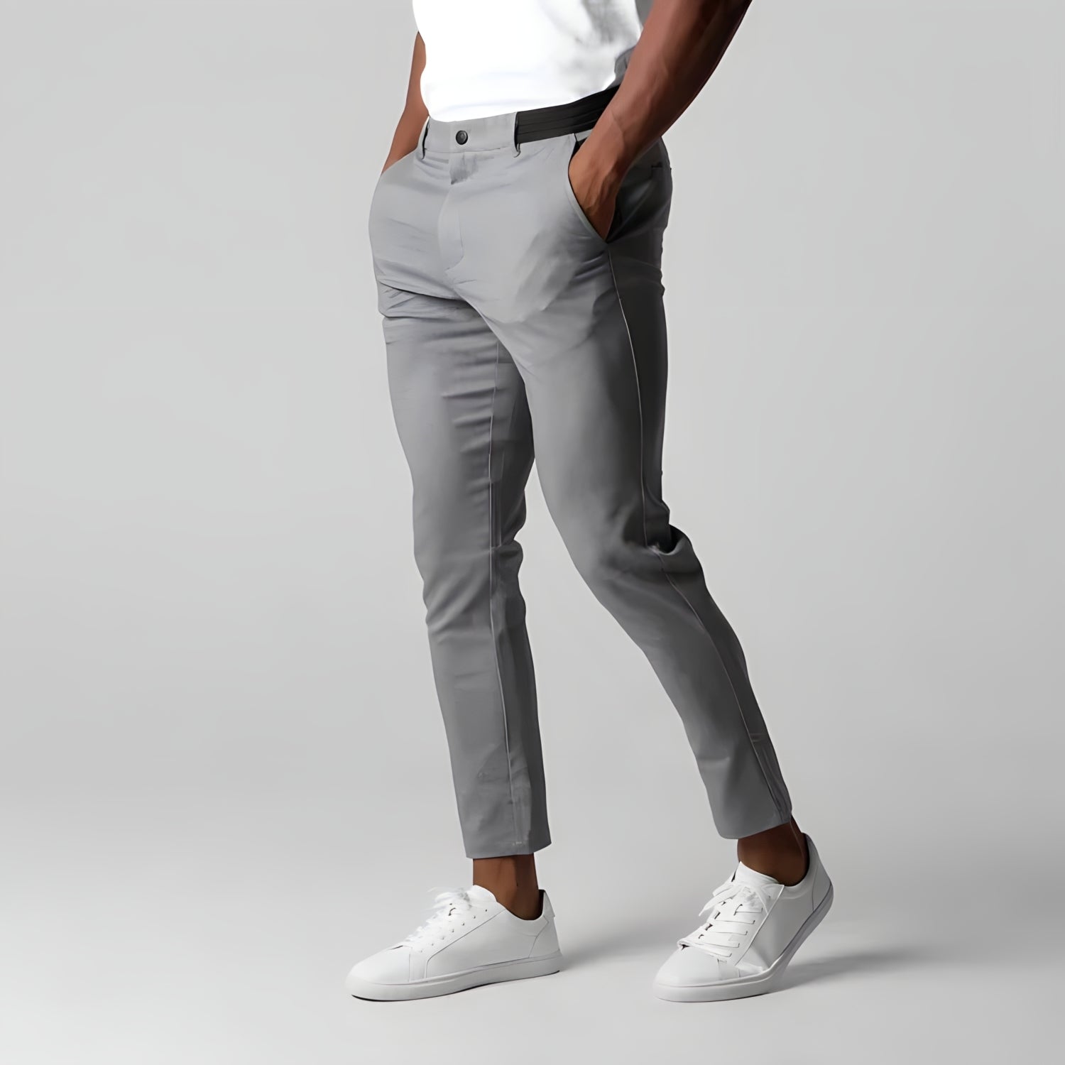 Chino Hosen | Elastische Taille | Stretchy | Skinny Chinos | Herren Chinos-Grau-XS-Chaps Herrenmode