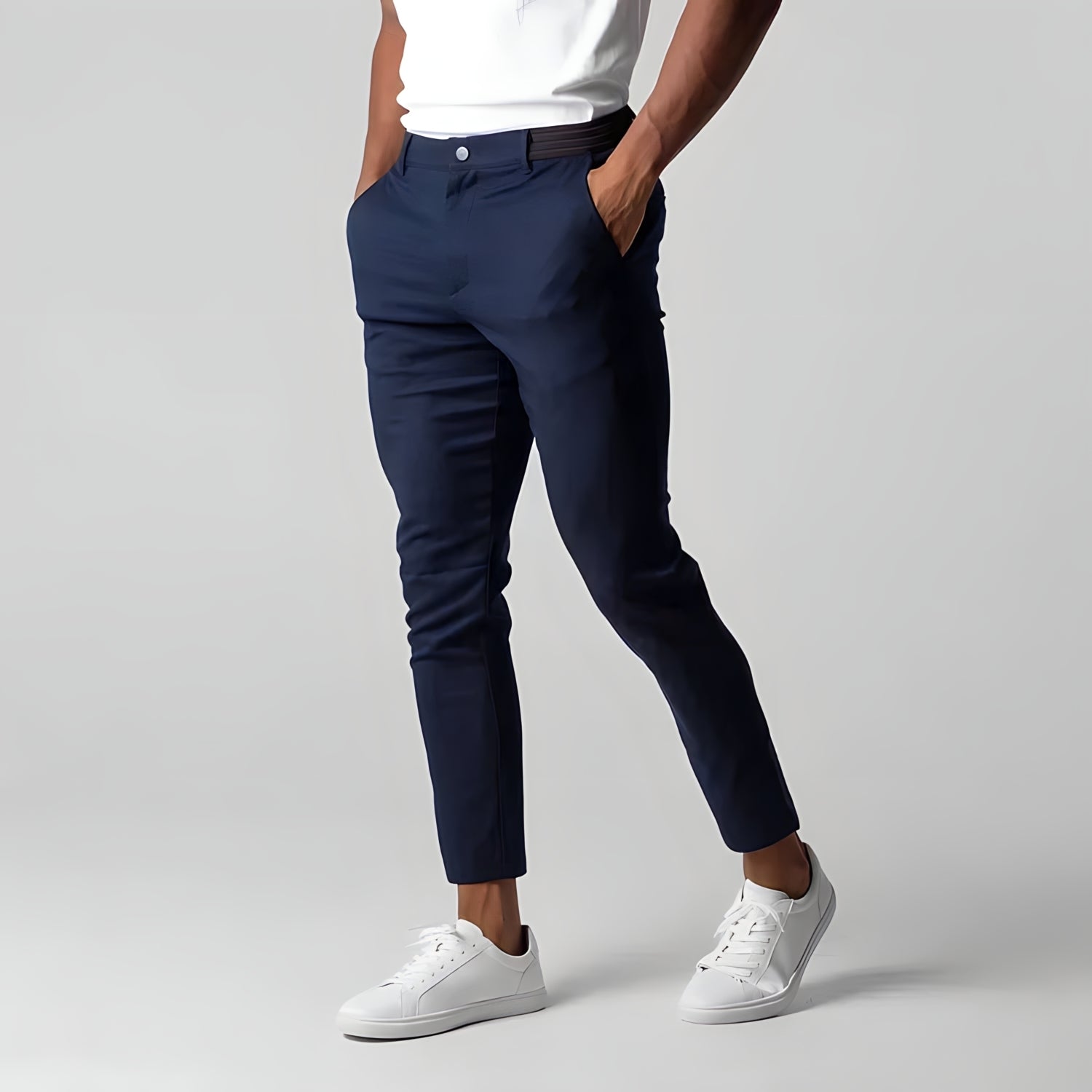 Chino Hosen | Elastische Taille | Stretchy | Skinny Chinos | Herren Chinos-Marineblau-XS-Chaps Herrenmode