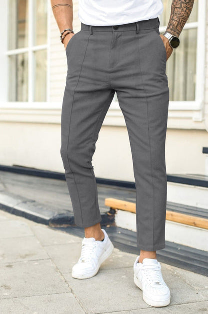 Chino-Hosen | Stretch | Schmale Passform | Skinny Chinos | Herrenhosen-Grau-S-Chaps Herrenmode