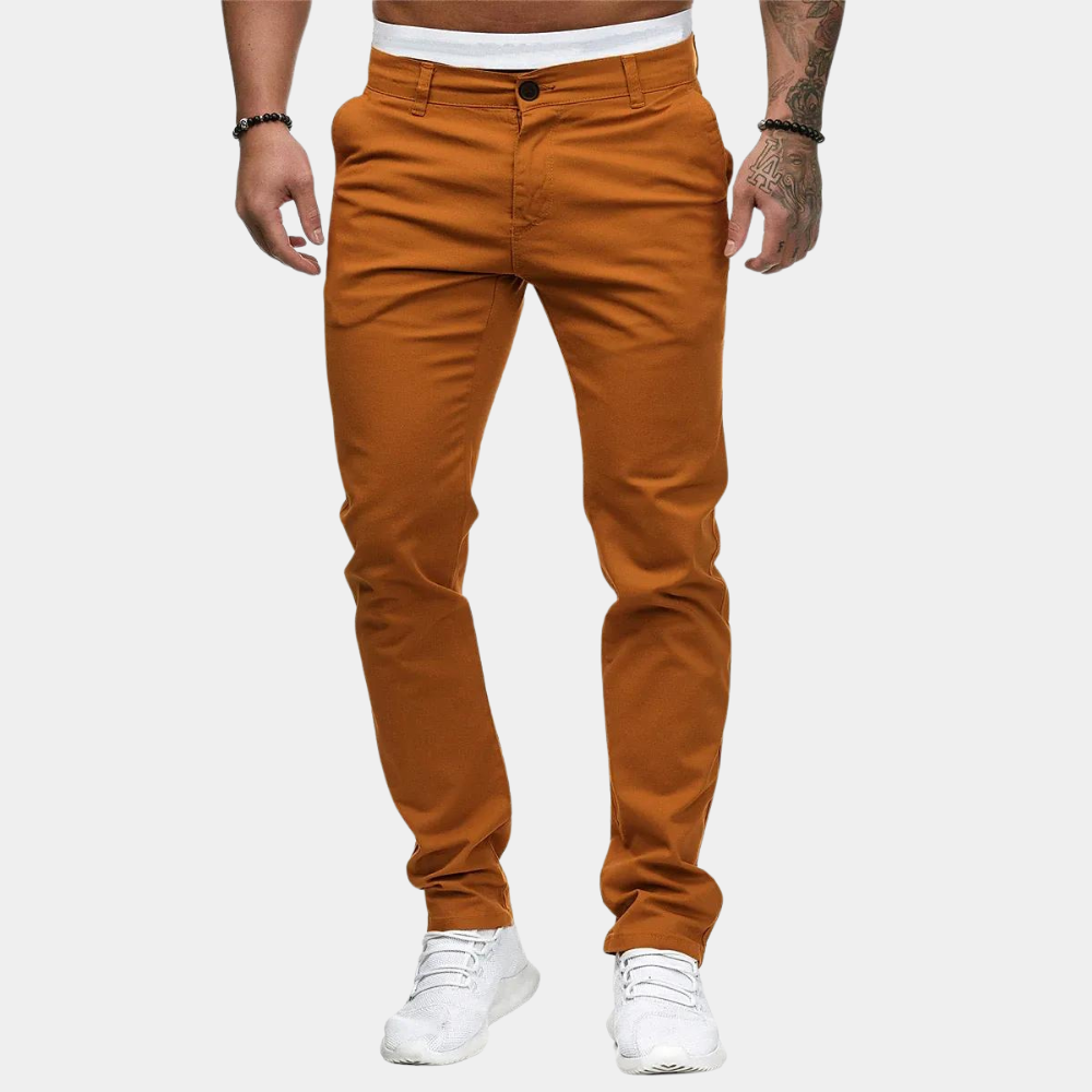 Chinos – Bequeme Stretch-Chino-Hose mit schmaler Passform für Herren-Gelb-M-Chaps Herrenmode