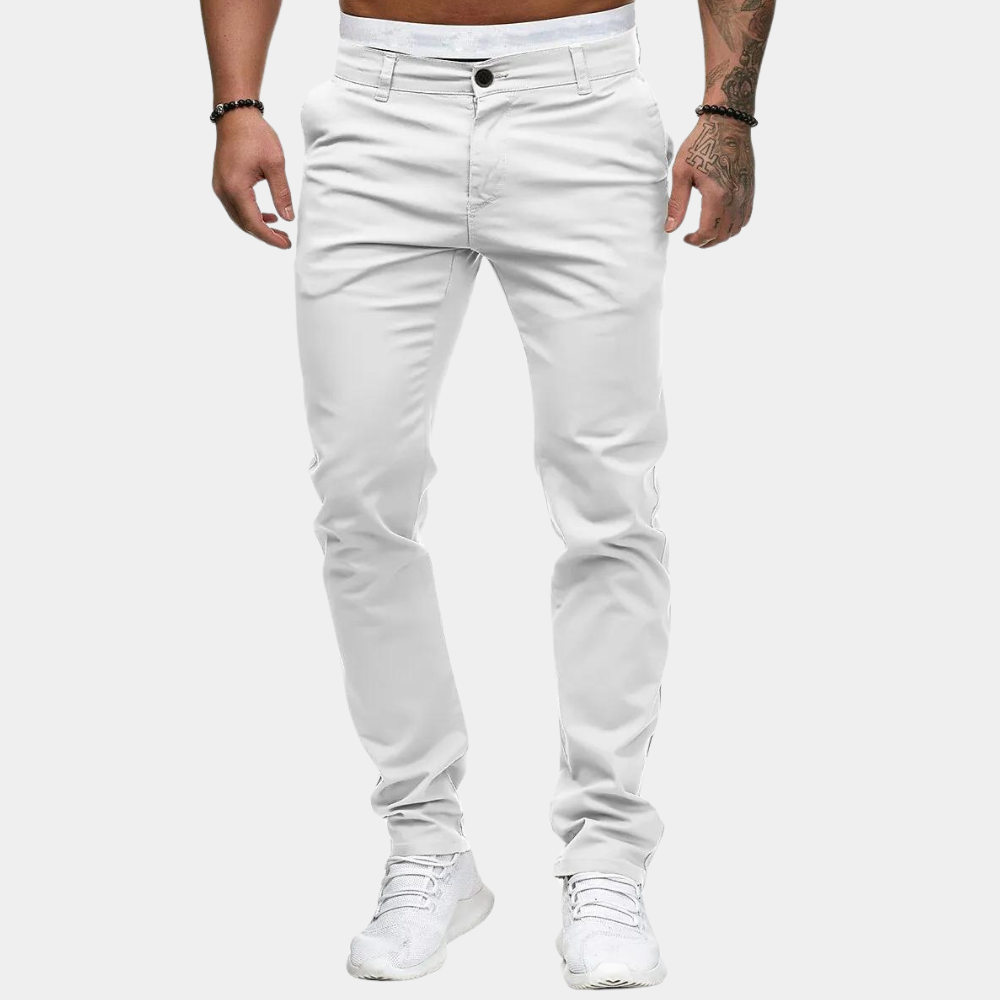 Chinos – Bequeme Stretch-Chino-Hose mit schmaler Passform für Herren-Weiß-M-Chaps Herrenmode