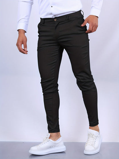 Chinos | Schmal geschnitten | Stretch | Chino-Hosen | Schmale Chinos für Männer-Blume Schwarz-XS-Chaps Herrenmode