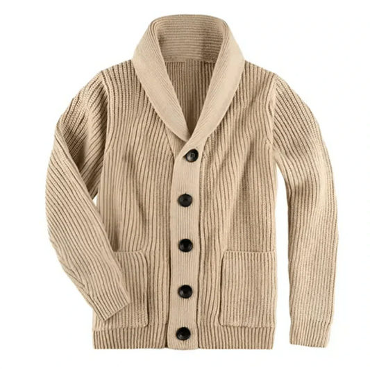 Chunky Cardigan - Warm - Button-Up - Strickjacke - Herrenstrickjacke-Beige-S-Chaps Herrenmode