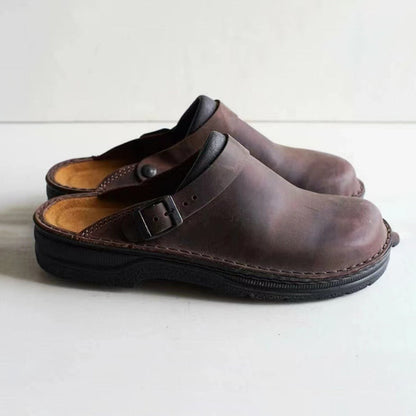 Clogs | Retro | Slip-On | Lederclogs | Herrenschuhe-Dunkelbraun-38-Chaps Herrenmode