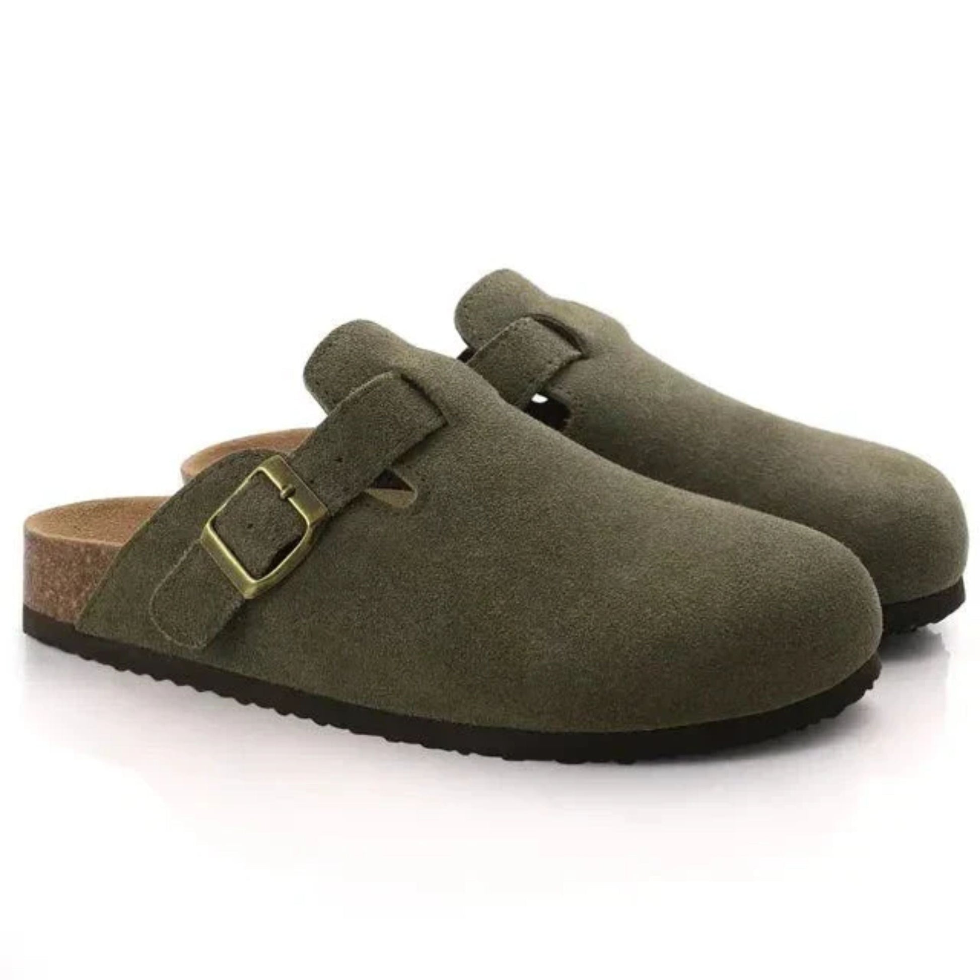 Clogs | Slip-On | Orthopädische | Wildleder Clogs | Herrenschuhe-Grün-35-Chaps Herrenmode