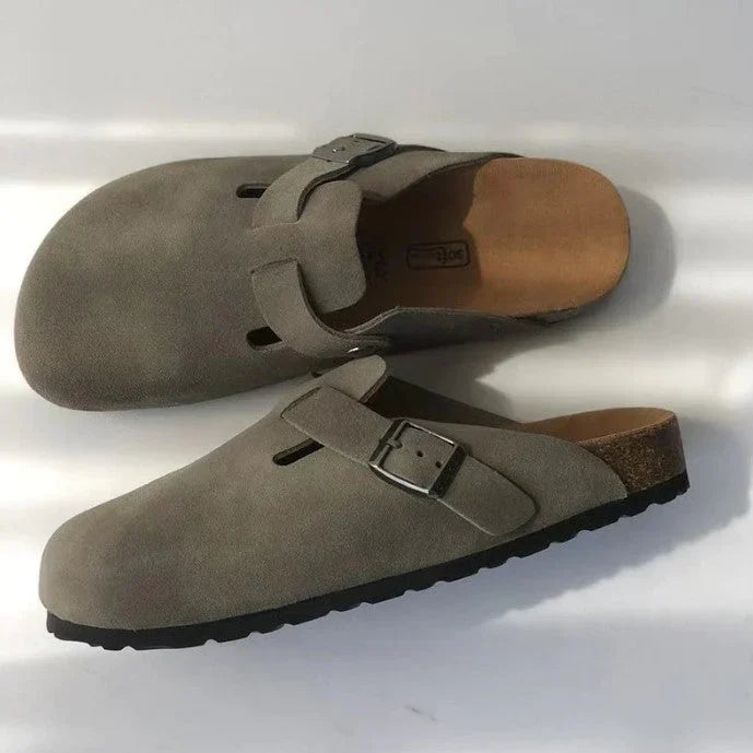 Clogs – Slipper – Wildleder – Pantoletten – Herrenschuhe-Dark Gray-36-Chaps Herrenmode