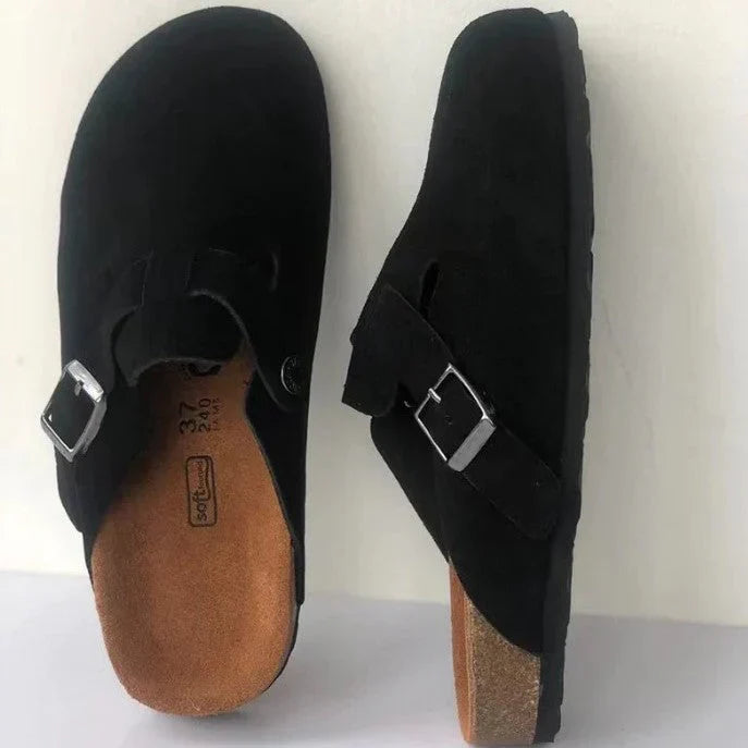 Clogs – Slipper – Wildleder – Pantoletten – Herrenschuhe-Schwarz Braun-36-Chaps Herrenmode