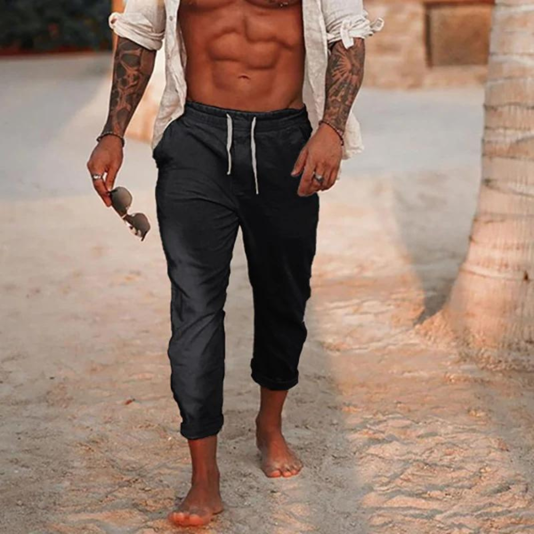 Coole Leinenhose für Männer-Schwarz-S-Chaps Herrenmode