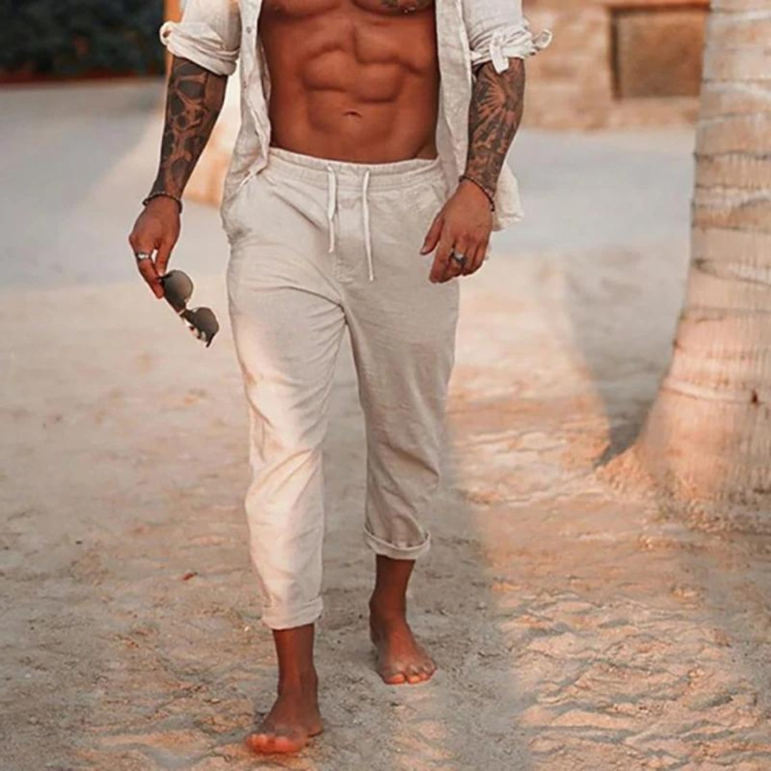 Coole Leinenhose für Männer-Weiß-S-Chaps Herrenmode
