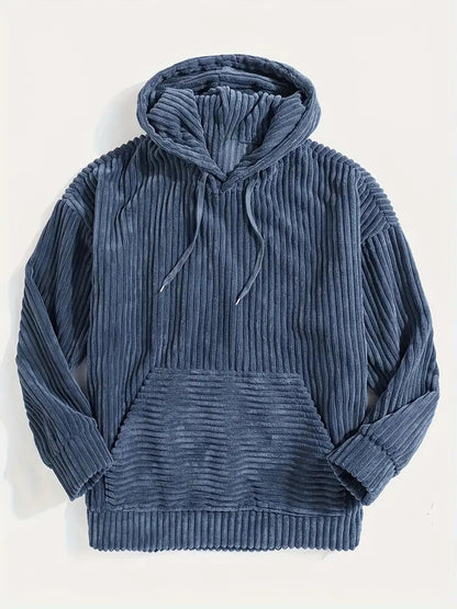 Cord Hoodie | Warm | Bequem | Pullover Hoodie | Herren Hoodie-Blau-S-Chaps Herrenmode