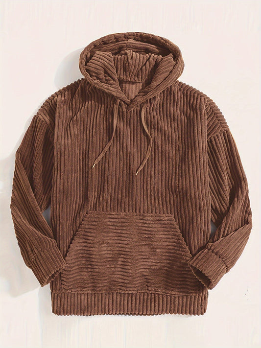 Cord Hoodie | Warm | Bequem | Pullover Hoodie | Herren Hoodie-Braun-S-Chaps Herrenmode