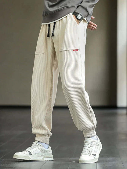 Cord-Jogginghose | Locker sitzend | Kordelzug | Jogginghose | Herrenhose-Beige-M-Chaps Herrenmode