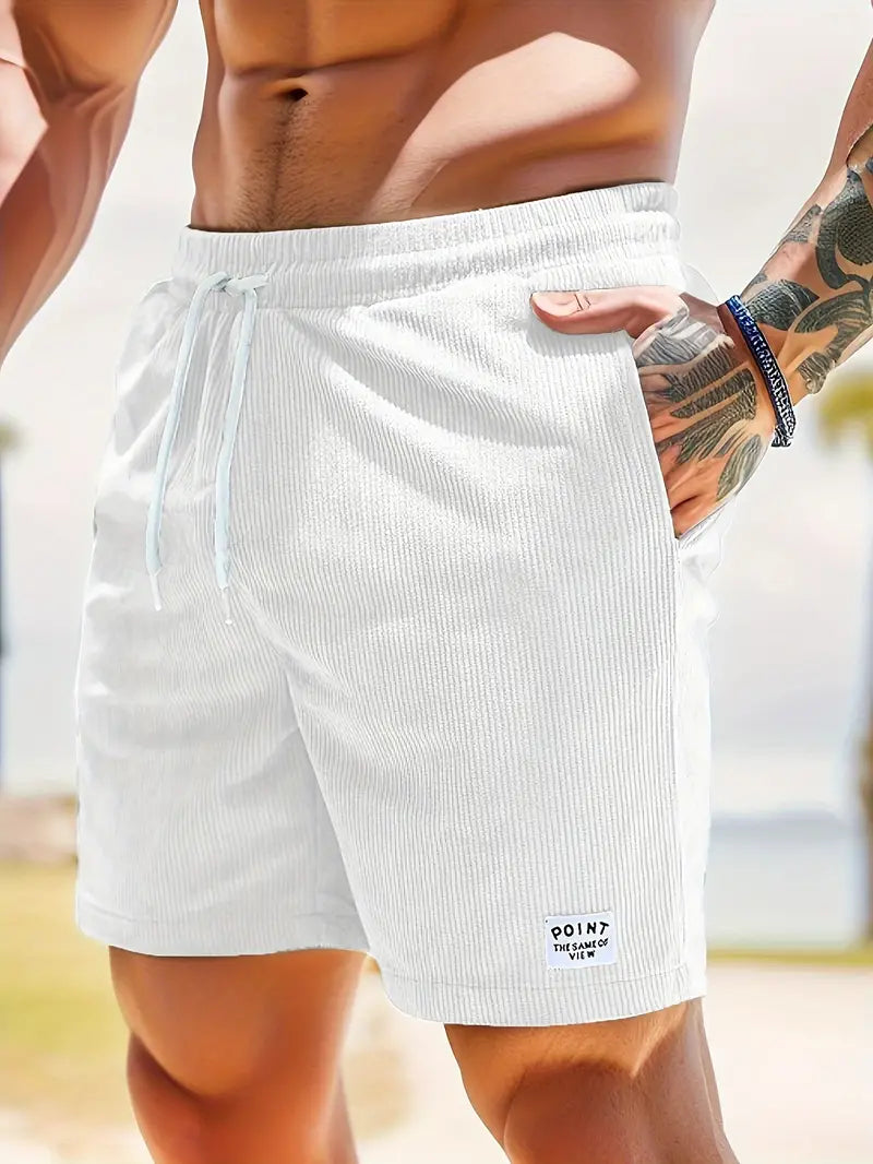 Cord Shorts - Cord Shorts für Männer mit elastischer Taille für den Sommer-Weiß-S-Chaps Herrenmode