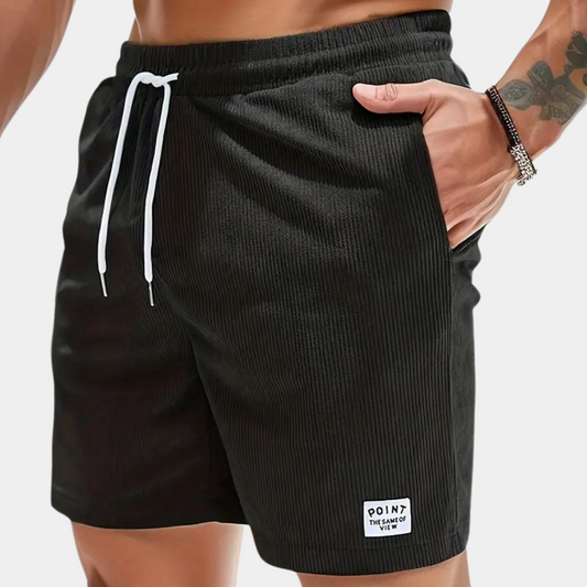 Cord-Shorts | Elastische Taille | Freizeit | Cord-Shorts | Herren-Shorts-Schwarz-S-Chaps Herrenmode