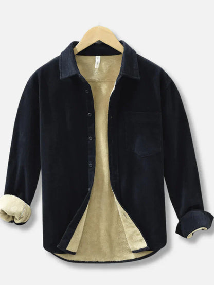 Cordhemd | Warm | Mit Fleece gefüttert | Overshirt | Herrenbekleidung-Dunkelblau-M-Chaps Herrenmode